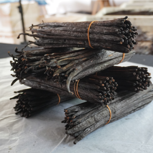 Vanilla pods and flower